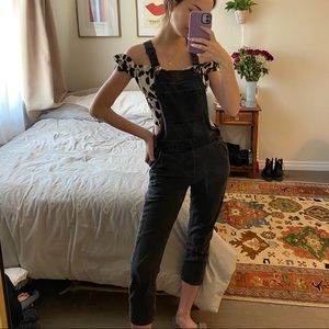 Topshop black cropped overalls
